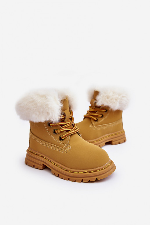 Children's Trapper Boots with Zip and Faux Fur Camel Gerande