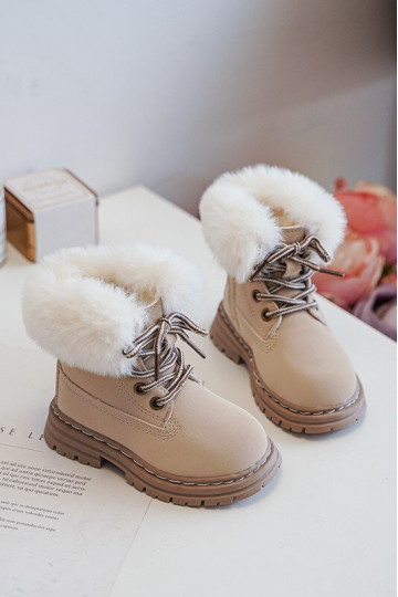 Children's Trapper Boots with a Zip and Faux Fur Beige Gerande 2