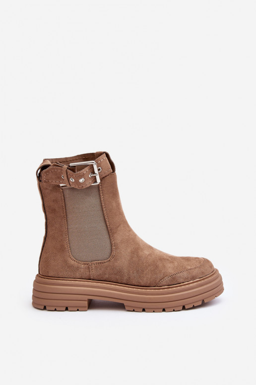 Leather Ankle Boots with Massive Sole Beige Ozaro Leather Ankle Boots with Massive Sole Beige Ozaro