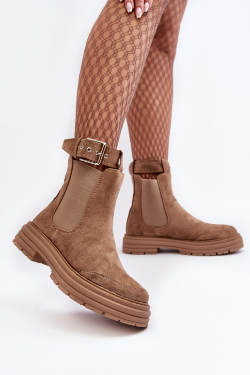 Leather Ankle Boots with Massive Sole Beige Ozaro Leather Ankle Boots with Massive Sole Beige Ozaro