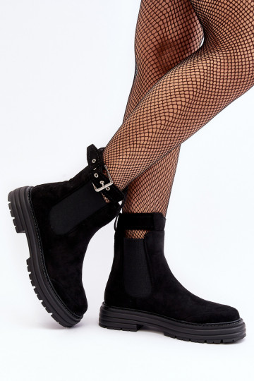 Suede Ankle Boots On Massive Sole Black Ozaro 2