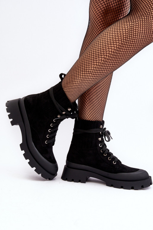 Women's Lace-up Trapery Boots Black Gordts Women's Lace-up Trapery Boots Black Gordts
