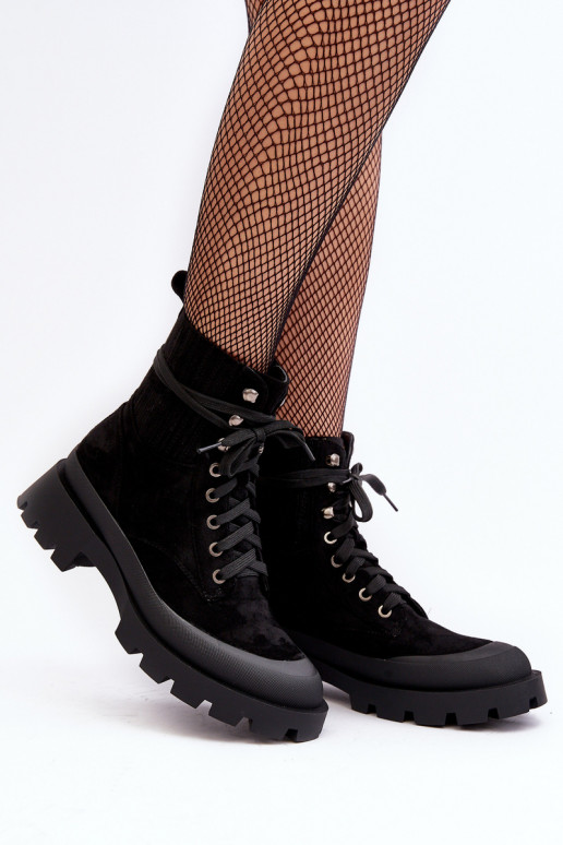 Women's Lace-up Trapery Boots Black Gordts Women's Lace-up Trapery Boots Black Gordts