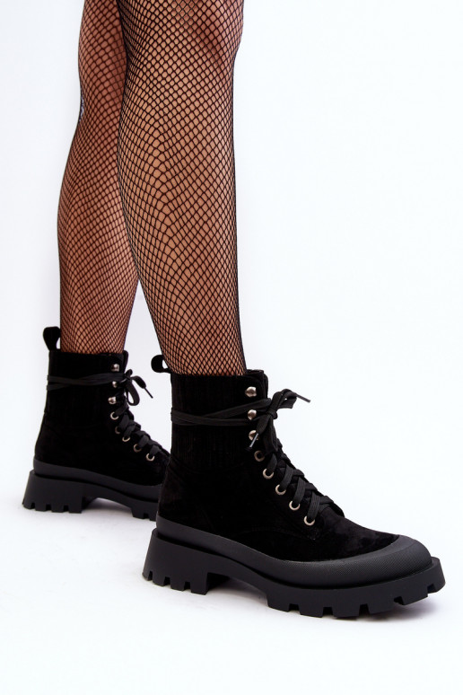 Women's Lace-up Trapery Boots Black Gordts Women's Lace-up Trapery Boots Black Gordts
