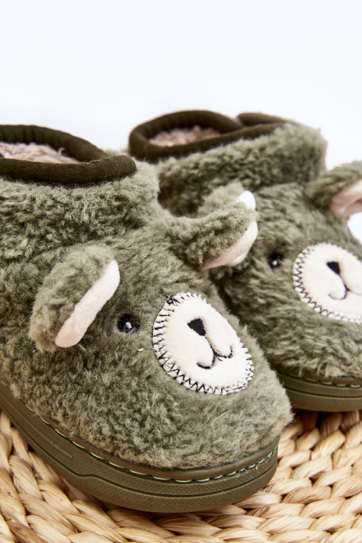 Children's slippers green color Eberra
