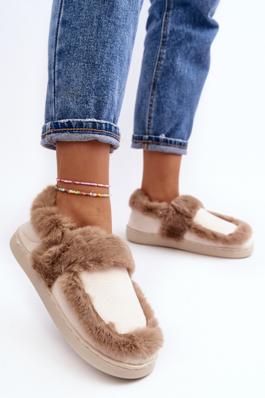Women's Beige Slippers with Fur Sailey Women's Beige Slippers with Fur Sailey