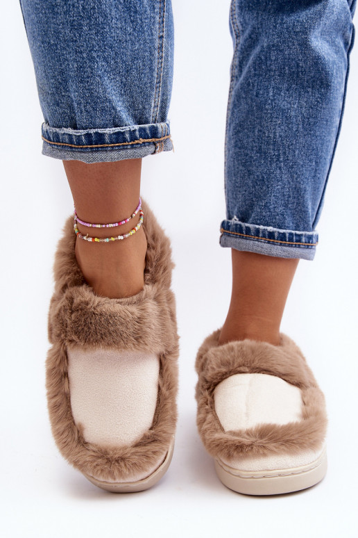 Women's Beige Slippers with Fur Sailey Women's Beige Slippers with Fur Sailey