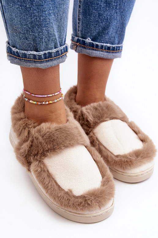 Women's Beige Slippers with Fur Sailey Women's Beige Slippers with Fur Sailey