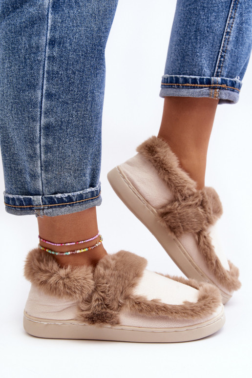 Women's Beige Slippers with Fur Sailey Women's Beige Slippers with Fur Sailey