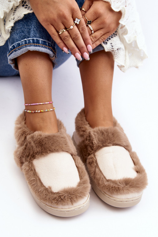 Women's Beige Slippers with Fur Sailey Women's Beige Slippers with Fur Sailey