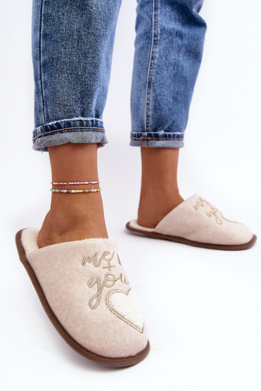 Women's Classic Slip-On Fleece Lined Beige Slippers Mabira