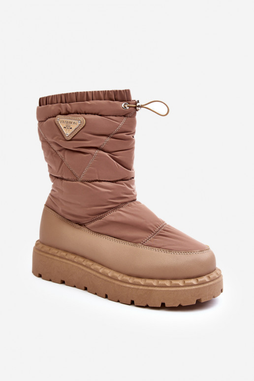 Women's snow boots on thick sole in dark beige Lureta Women's snow boots on thick sole in dark beige Lureta