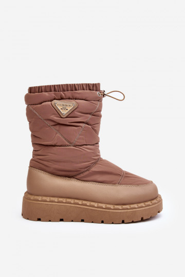 Women's snow boots on thick sole in dark beige Lureta 2