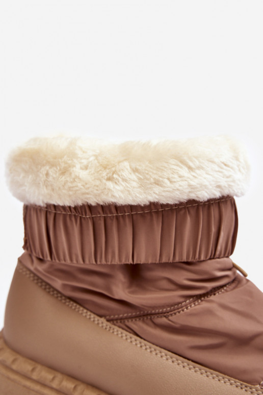 Women's snow boots on thick sole in dark beige Lureta Women's snow boots on thick sole in dark beige Lureta