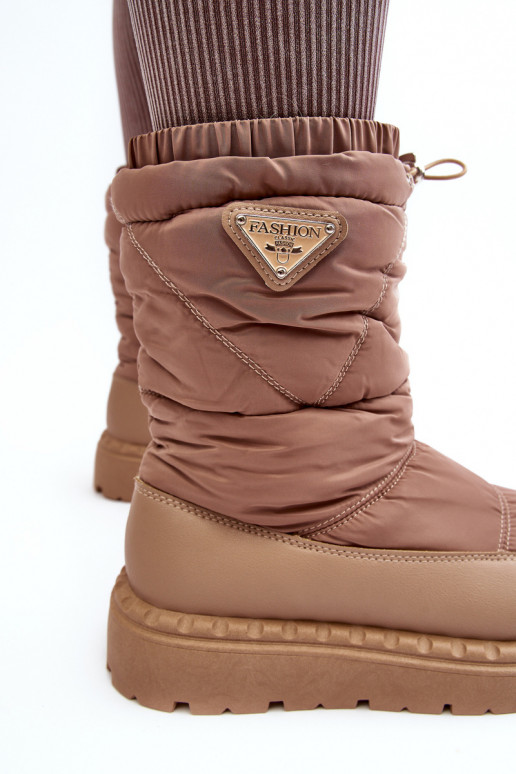 Women's snow boots on thick sole in dark beige Lureta Women's snow boots on thick sole in dark beige Lureta