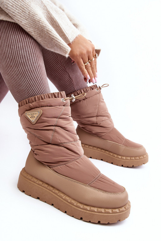 Women's snow boots on thick sole in dark beige Lureta Women's snow boots on thick sole in dark beige Lureta