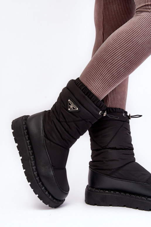 Women's snow boots with thick sole black Lureta
