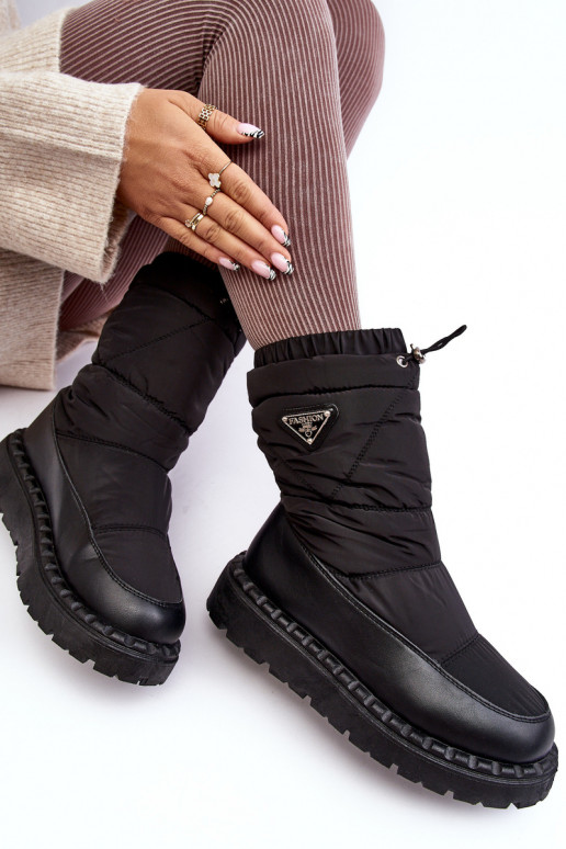 Women's snow boots with thick sole black Lureta