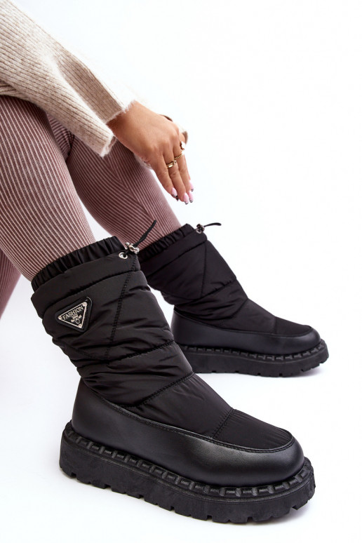Women's snow boots with thick sole black Lureta