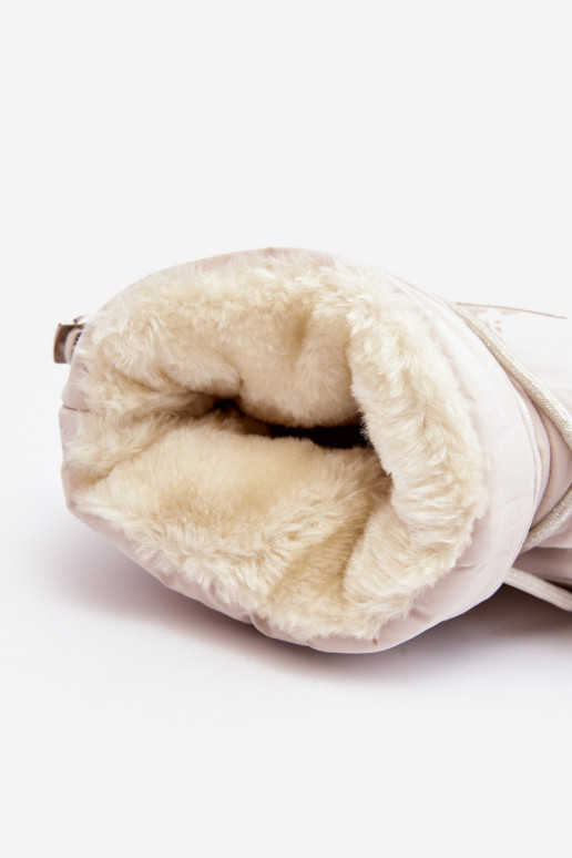 Women's Snow Boots with Platform and Tie Beige Fleure Women's Snow Boots with Platform and Tie Beige Fleure