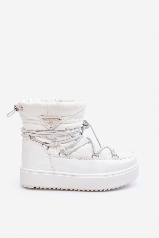 Women's Snow Boots with Platform and Lace-up White Fleure Women's Snow Boots with Platform and Lace-up White Fleure