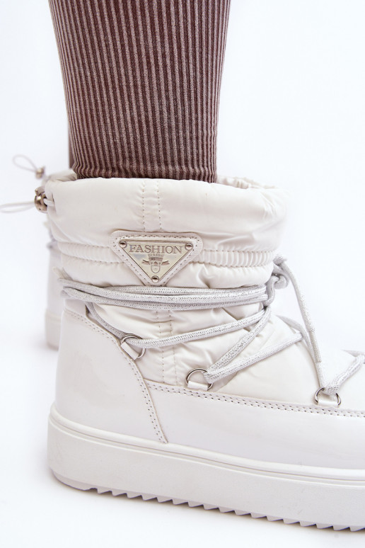 Women's Snow Boots with Platform and Lace-up White Fleure Women's Snow Boots with Platform and Lace-up White Fleure