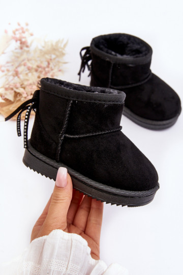 Children's Furry Fringed Snow Boots Black Mikyla 2