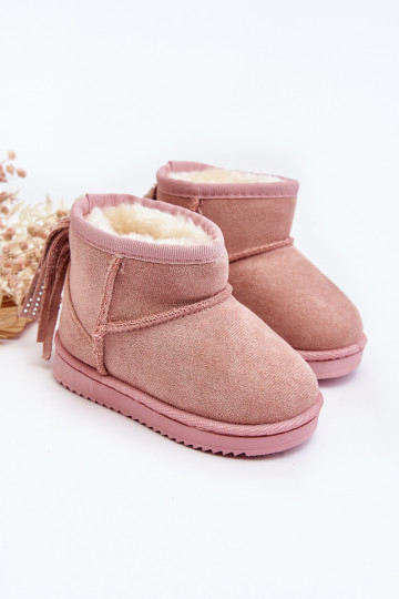 Children's Fleece-Lined Fringed Snow Boots Pink Mikyla 2