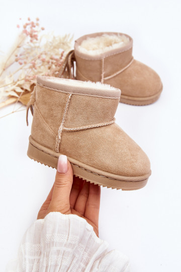 Children's Fleece-lined Fringed Snow Boots Beige Mikyla 2