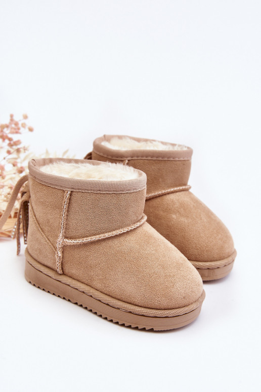 Children's Fleece-lined Fringed Snow Boots Beige Mikyla