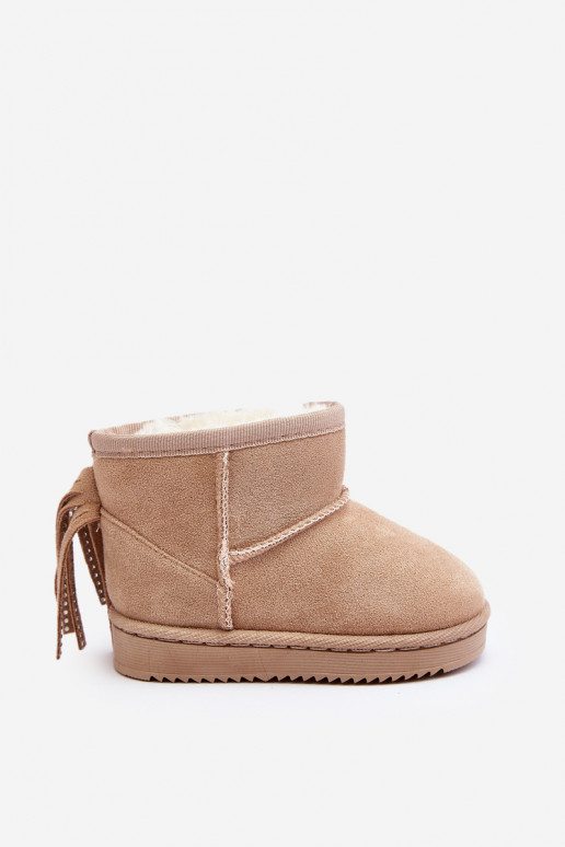 Children's Fleece-lined Fringed Snow Boots Beige Mikyla