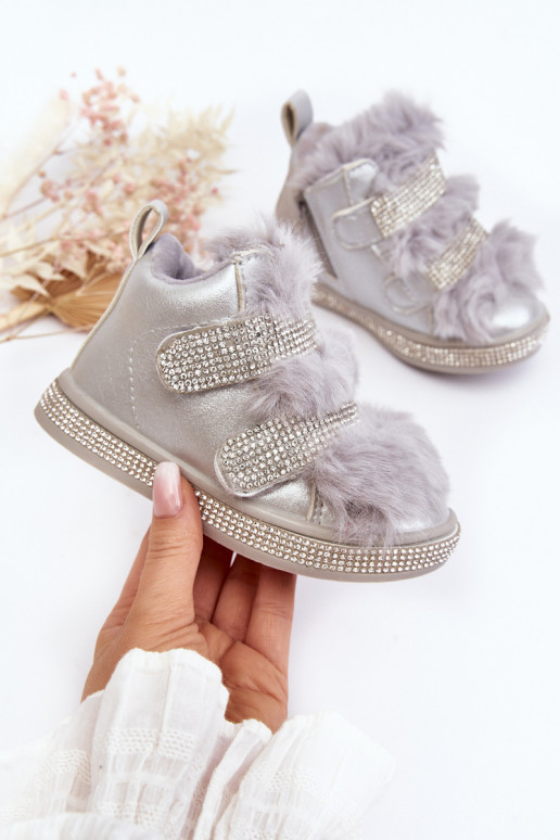 Children's snow boots warmed silver Leela