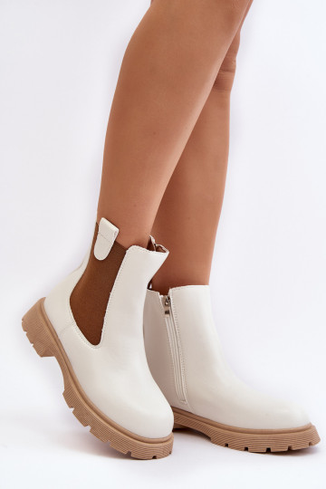 Women's ankle boots with zipper White Ramhel 2