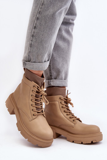 Women's ankle boots with sock in beige by Rivella 2