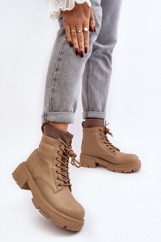 Women's ankle boots with sock in beige by Rivella Women's ankle boots with sock in beige by Rivella