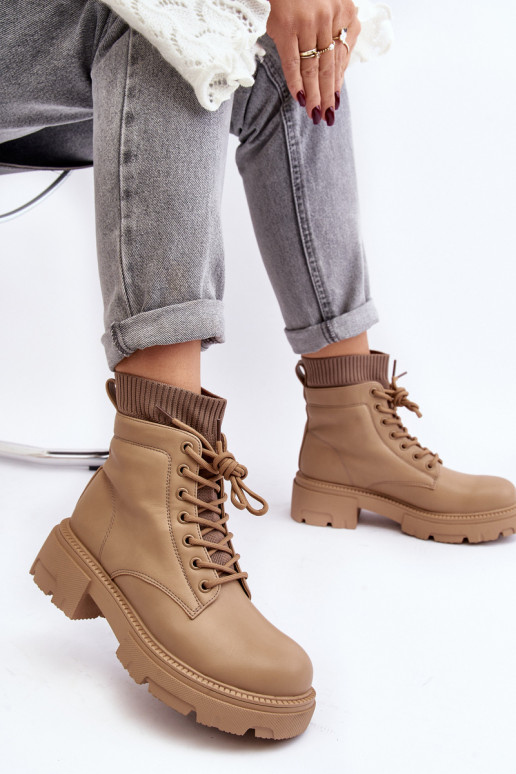 Women's ankle boots with sock in beige by Rivella Women's ankle boots with sock in beige by Rivella