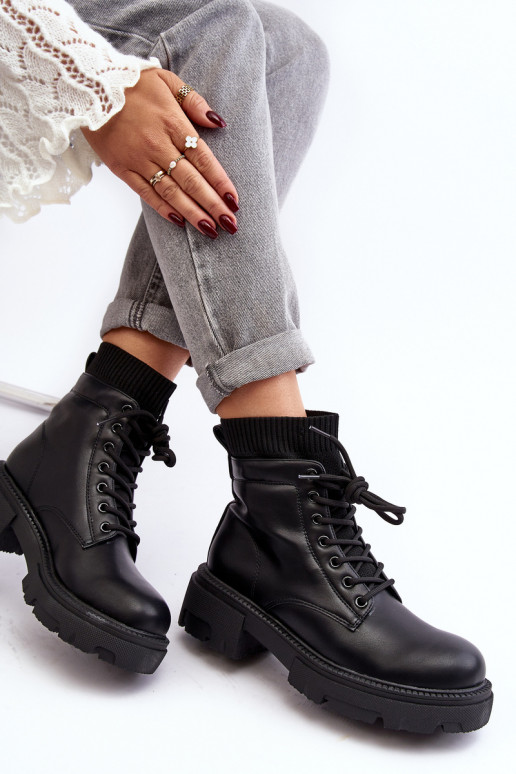 Women's Black Winter Boots with Sock Rivella