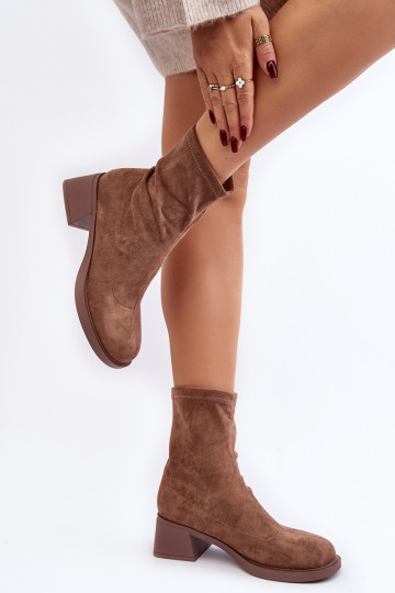 Women's low heeled ankle boots brown Aphroteia 2