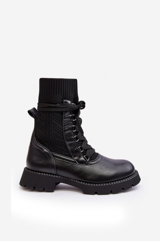 Women's lace-up ankle boots with sock black Gentiana Women's lace-up ankle boots with sock black Gentiana