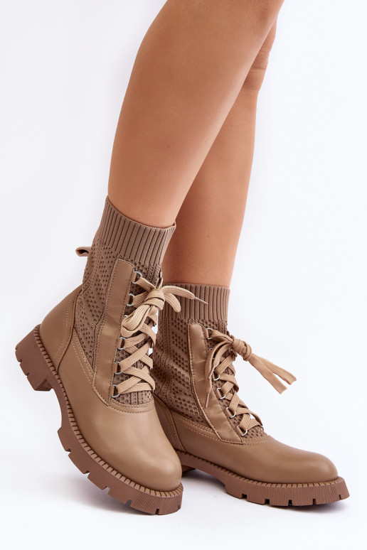 Women's lace-up ankle boots with light beige sock Gentiana Women's lace-up ankle boots with light beige sock Gentiana