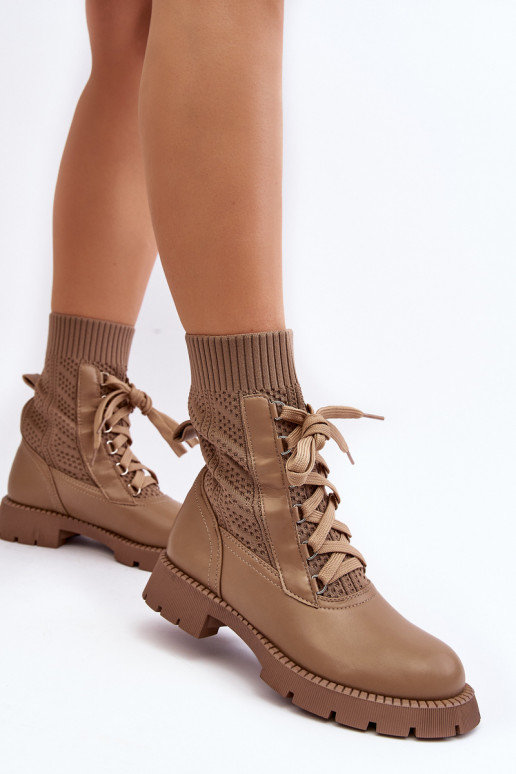 Women's lace-up ankle boots with light beige sock Gentiana Women's lace-up ankle boots with light beige sock Gentiana