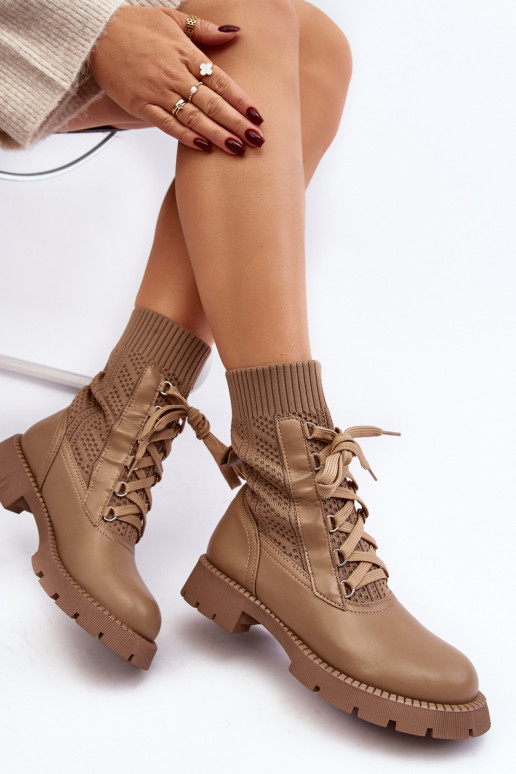Women's lace-up ankle boots with light beige sock Gentiana Women's lace-up ankle boots with light beige sock Gentiana