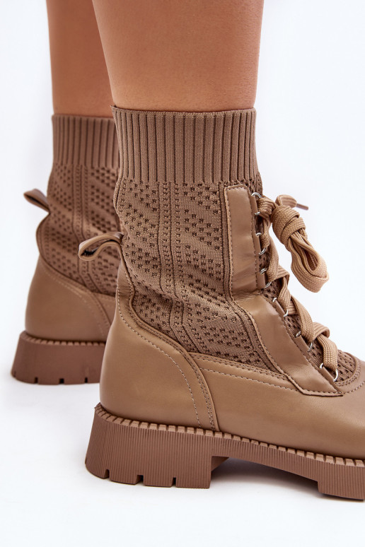 Women's lace-up ankle boots with light beige sock Gentiana Women's lace-up ankle boots with light beige sock Gentiana
