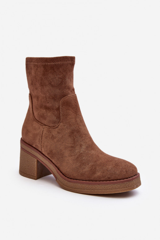 Women's Ankle Boots with Chunky Heel Brown Argastis Women's Ankle Boots with Chunky Heel Brown Argastis