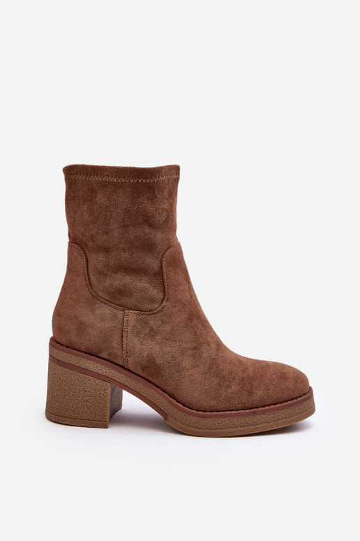 Women's Ankle Boots with Chunky Heel Brown Argastis Women's Ankle Boots with Chunky Heel Brown Argastis