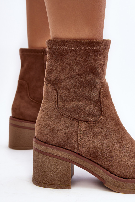 Women's Ankle Boots with Chunky Heel Brown Argastis Women's Ankle Boots with Chunky Heel Brown Argastis