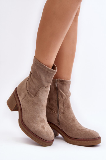 Women's Ankle Boots with Block Heel Beige Argastis 2
