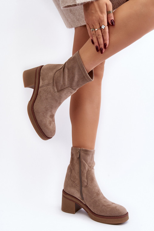 Women's Ankle Boots with Block Heel Beige Argastis Women's Ankle Boots with Block Heel Beige Argastis