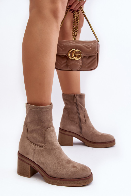 Women's Ankle Boots with Block Heel Beige Argastis Women's Ankle Boots with Block Heel Beige Argastis