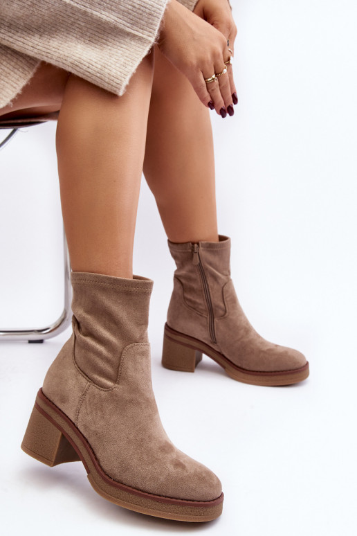 Women's Ankle Boots with Block Heel Beige Argastis Women's Ankle Boots with Block Heel Beige Argastis